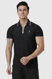 Stride Polo T-shirt Black by Fuaark Nz