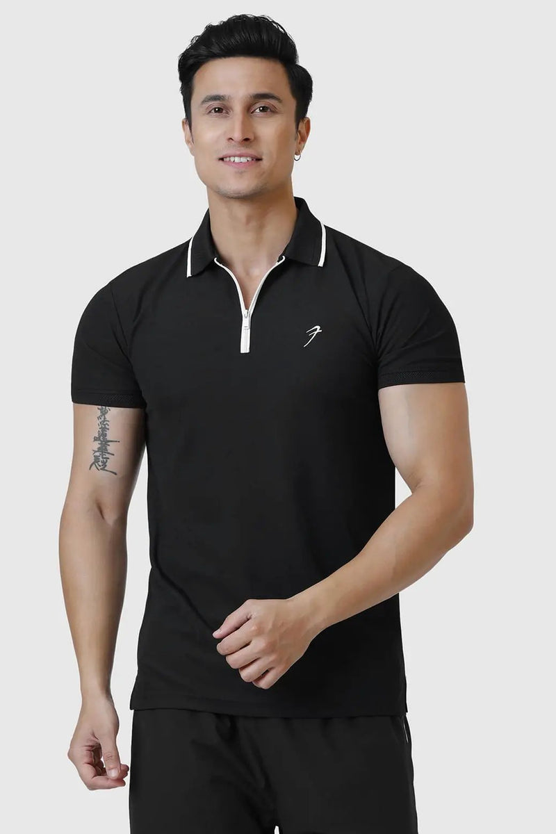 Stride Polo T-shirt Black by Fuaark Nz