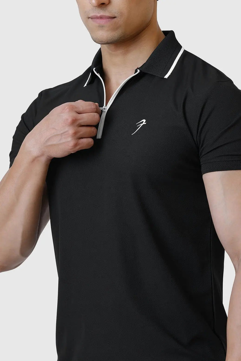 Stride Polo T-shirt Black by Fuaark Nz