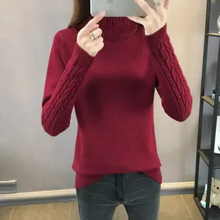 Women's Wool High Neck Fashion Sweater - Slim Fit, Long Sleeves | Winter Warmth by Mead's Supply & Equipment Outfitters limited