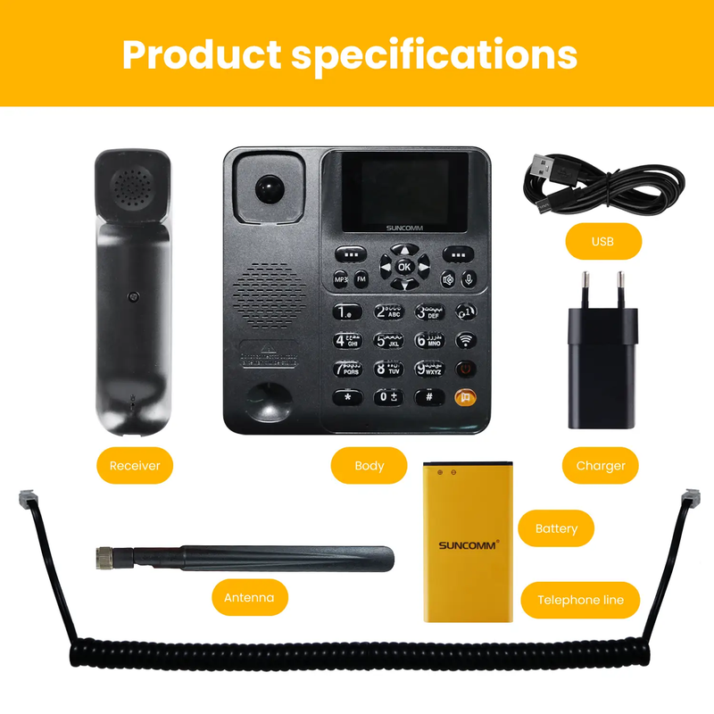 Suncomm 4G Home Telephone (Great for Care Homes) Suitable on Spark, Skinny & One NZ Networks by Eldertech