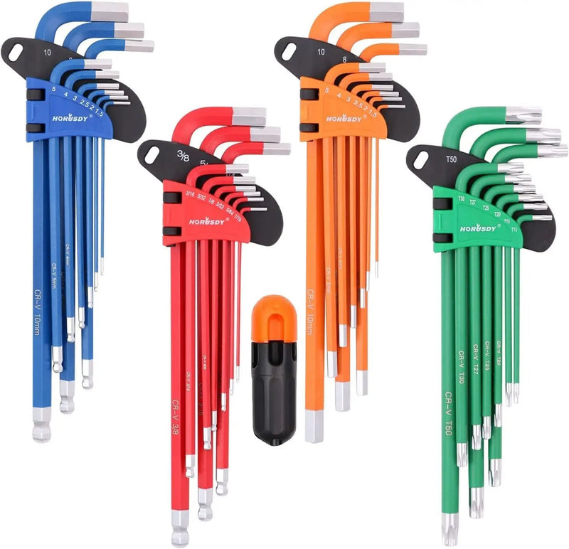 37Pc Hex & Torx Key Set Extra Long Allen Wrench Ball End Tamper Proof Metric/SAE by salelink.co.nz