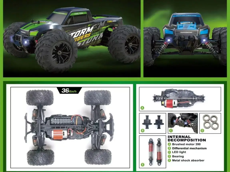 36km/H All Terrains 4WD Electric High Speed RC Truck Off-Road 1:16 Best Toy Gift by dealonline.co.nz