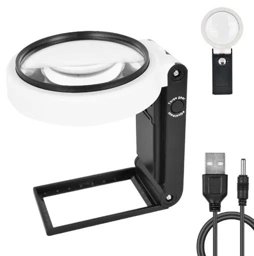LED Illuminated Magnifier Magnifying Glass 6X 25X with Light and Stand by salelink.co.nz