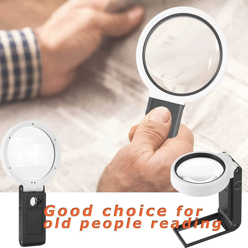 LED Illuminated Magnifier Magnifying Glass 6X 25X with Light and Stand by salelink.co.nz