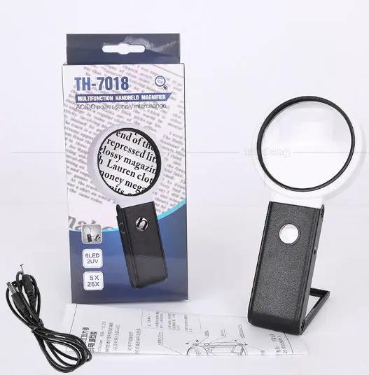 LED Illuminated Magnifier Magnifying Glass 6X 25X with Light and Stand by salelink.co.nz