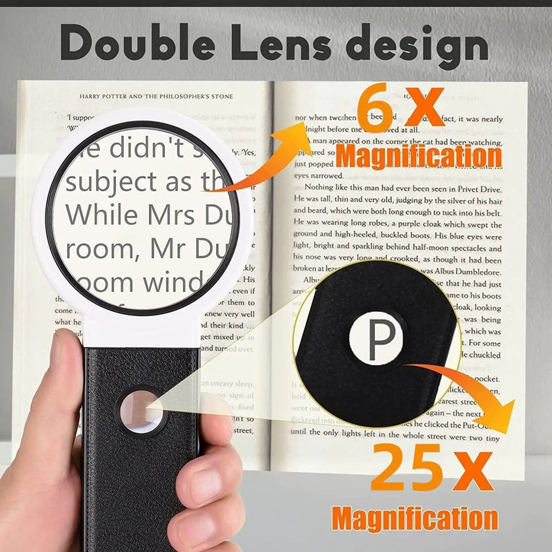 LED Illuminated Magnifier Magnifying Glass 6X 25X with Light and Stand by salelink.co.nz