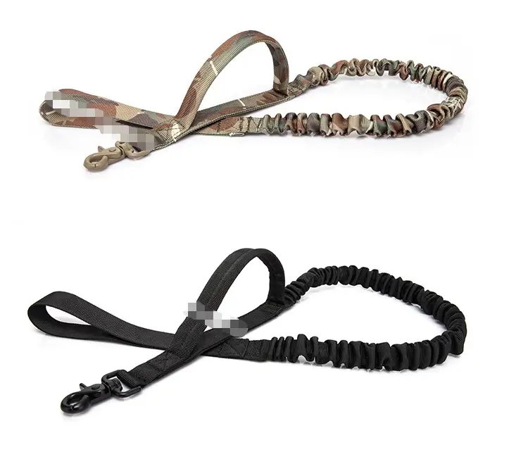 Tactical Dog Leash Heavy Duty 97-120cm Shock Absorbing Bungee with 2 Handle BK by dealonline.co.nz