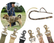 Tactical Dog Leash Heavy Duty 97-120cm Shock Absorbing Bungee with 2 Handle BK by dealonline.co.nz