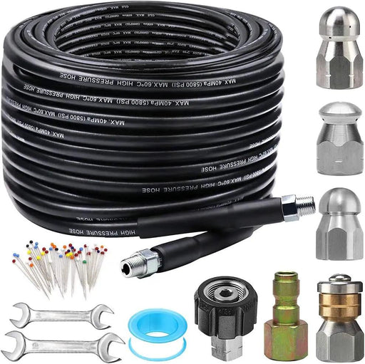 Sewer Jetter Nozzles Kit 30m Drain Cleaning Hose by salelink.co.nz