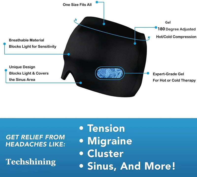 Migraine Relief Hat Ice Headache Wrap for Puffy Eyes by salelink.co.nz