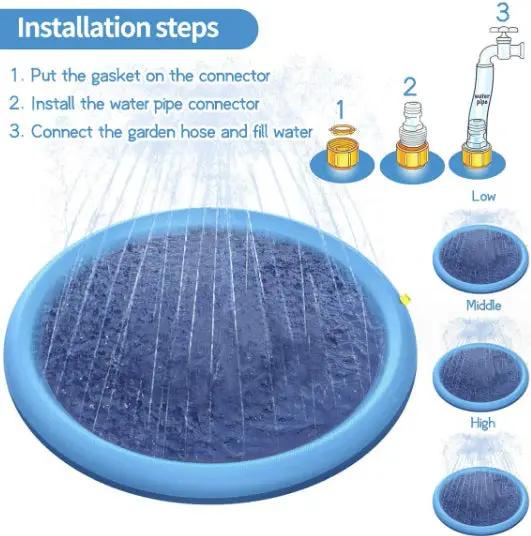 Pet Dog Sprinkler Splash Pad Mat Kids Water Play Spray Pool Toy 170cm by salelink.co.nz