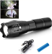 LED Torch Rechargeable High Lumens Flashlight with 18650 Battery by dealonline.co.nz