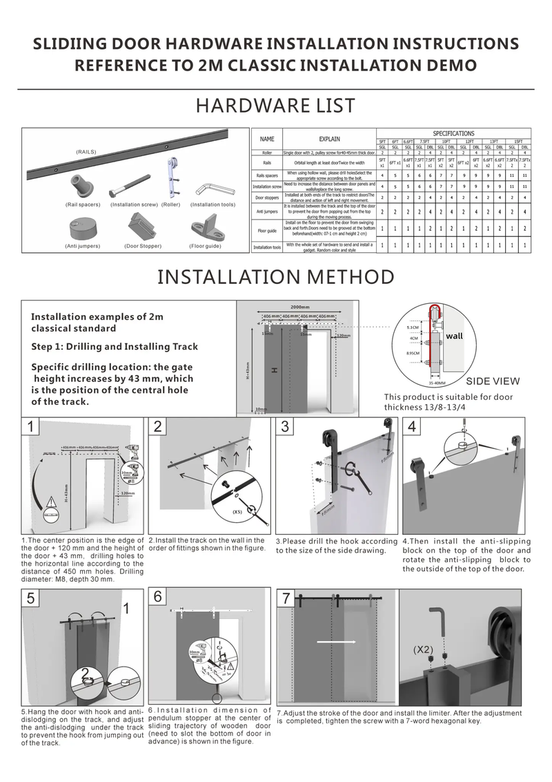 4M Sliding Barn Door Hardware Kit by salelink.co.nz