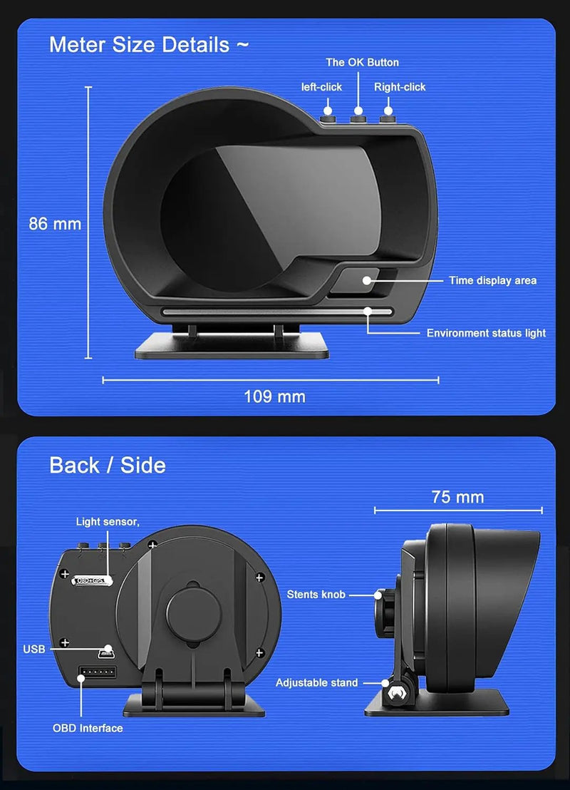 GPS+OBD2 Gauge Display by salelink.co.nz