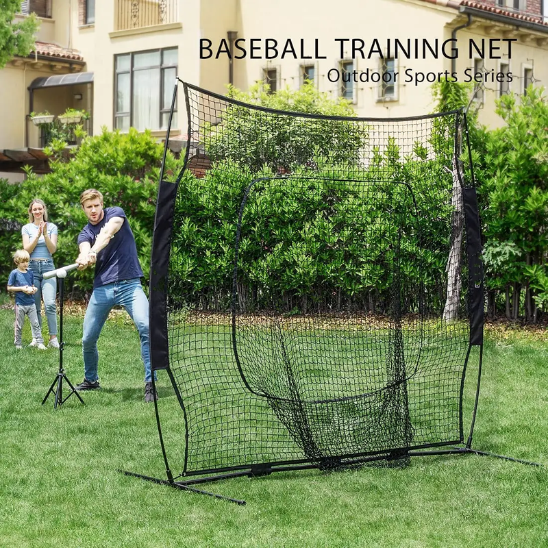 213x213cm Baseball Backstop Softball Practice Net with Carry Bag by salelink.co.nz