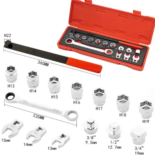 15Pcs Serpentine Belt Tool Set with Locking Flex Head Ratcheting Wrench by salelink.co.nz