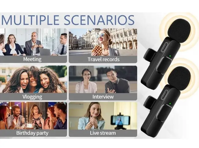 Microphone Dual Lapel Microphone for iPhone Ipad Android Pc by salelink.co.nz