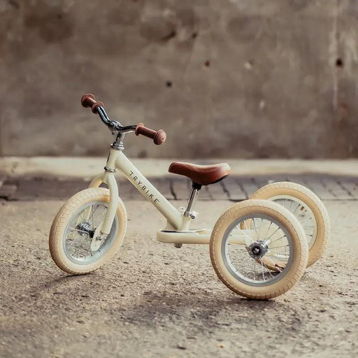 Cream Vintage Balance Bike & Trike – Trybike Steel | Balance Bike NZ by Curious Moonbeam