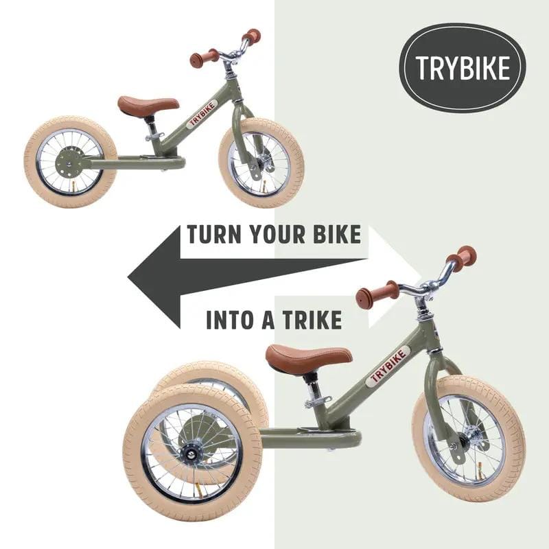 Green Vintage Balance Bike & Trike – Trybike | Balance Bike NZ by Curious Moonbeam