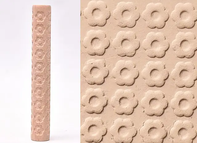 Textured Roller for Clay Pottery - Wood Embossed Rod Clay Pottery Sculpture Tools by Resin Art NZ