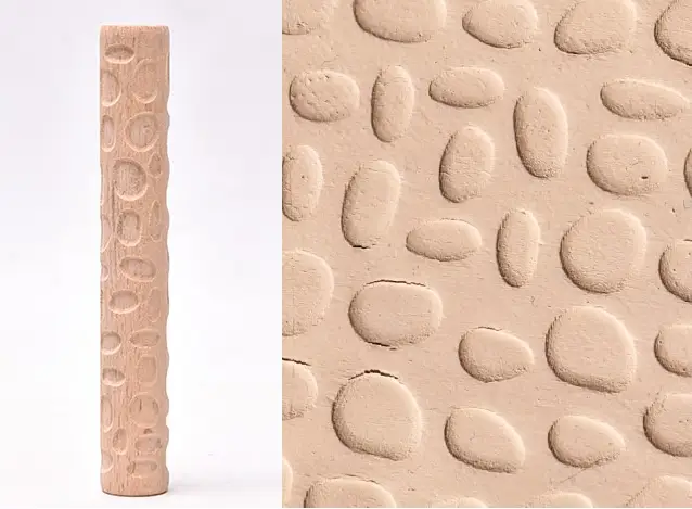 Textured Roller for Clay Pottery - Wood Embossed Rod Clay Pottery Sculpture Tools by Resin Art NZ