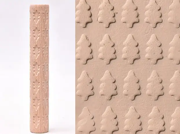 Textured Roller for Clay Pottery - Wood Embossed Rod Clay Pottery Sculpture Tools by Resin Art NZ