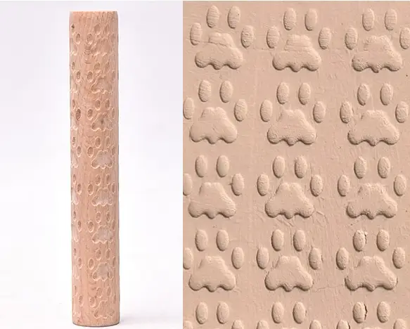 Textured Roller for Clay Pottery - Wood Embossed Rod Clay Pottery Sculpture Tools by Resin Art NZ
