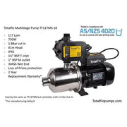TotalFlo TF117MS-18 Multistage Pressure Pump with Controller - High Flow Tank & Mains Boosting NZ by Filtration Station NZ