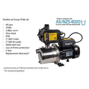 TotalFlo Jet Pressure Pump with Controller - Tank & Garden Boosting, TF40J-18 / TF50J-18 NZ by Filtration Station NZ