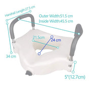 2 in 1 Raised Toilet Seat with Removable Padded Arms, Standard Seat by salelink.co.nz