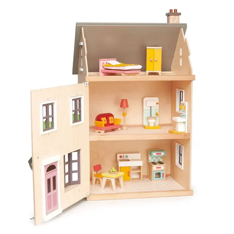 Foxtail Villa Wooden Dollhouse – 2-Storey Doll House with Attic | Tender Leaf Toys by Curious Moonbeam