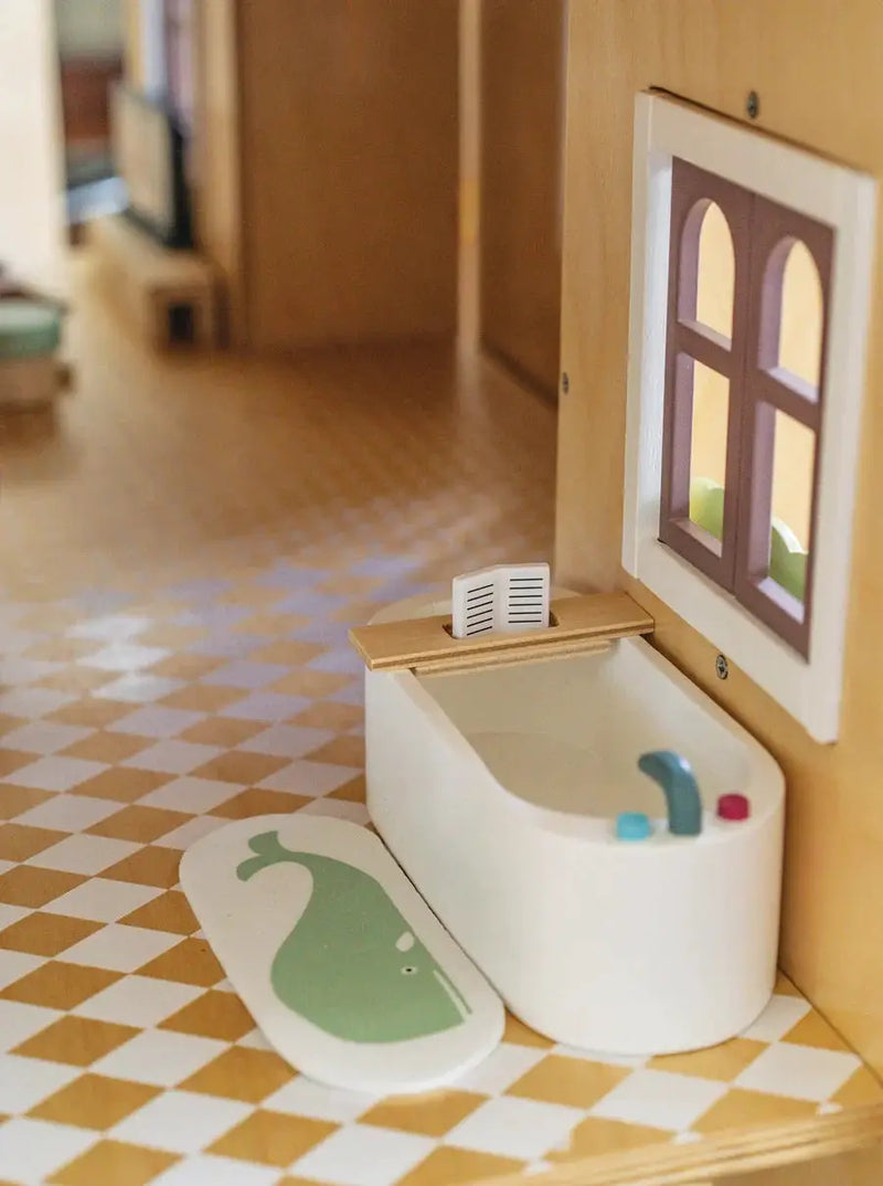 Wooden Doll House Bathroom Furniture Set – Tender Leaf Toys | Doll House Furniture NZ by Curious Moonbeam