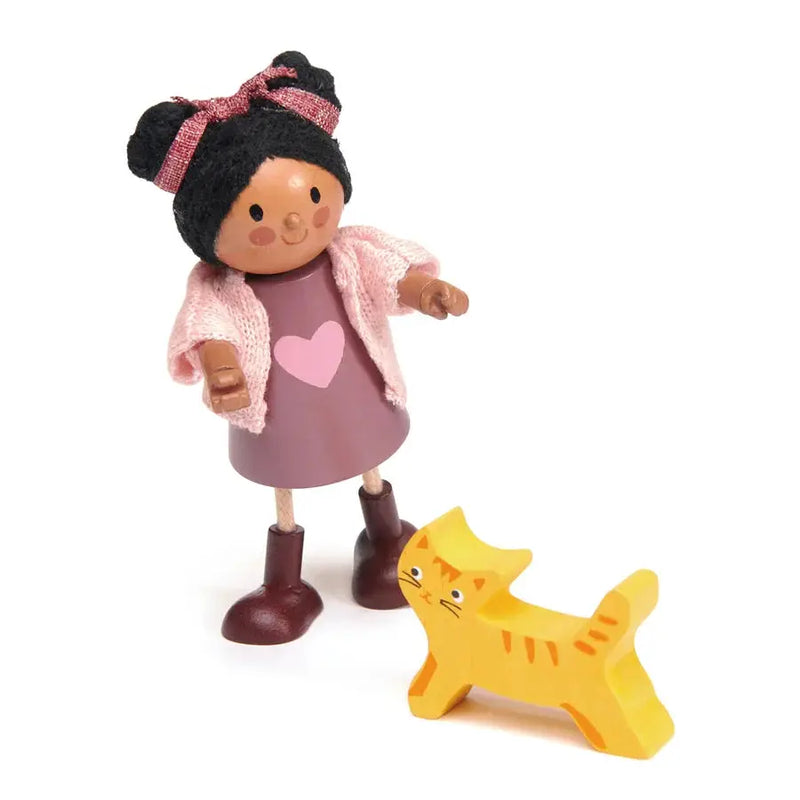 Ayana and Cat Wooden Doll – Tender Leaf Toys | Wooden Doll NZ by Curious Moonbeam
