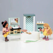 Wooden Doll House Bathroom Furniture Set – Tender Leaf Toys | Doll House Furniture NZ by Curious Moonbeam