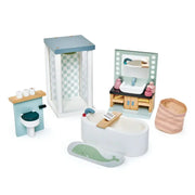 Wooden Doll House Bathroom Furniture Set – Tender Leaf Toys | Doll House Furniture NZ by Curious Moonbeam