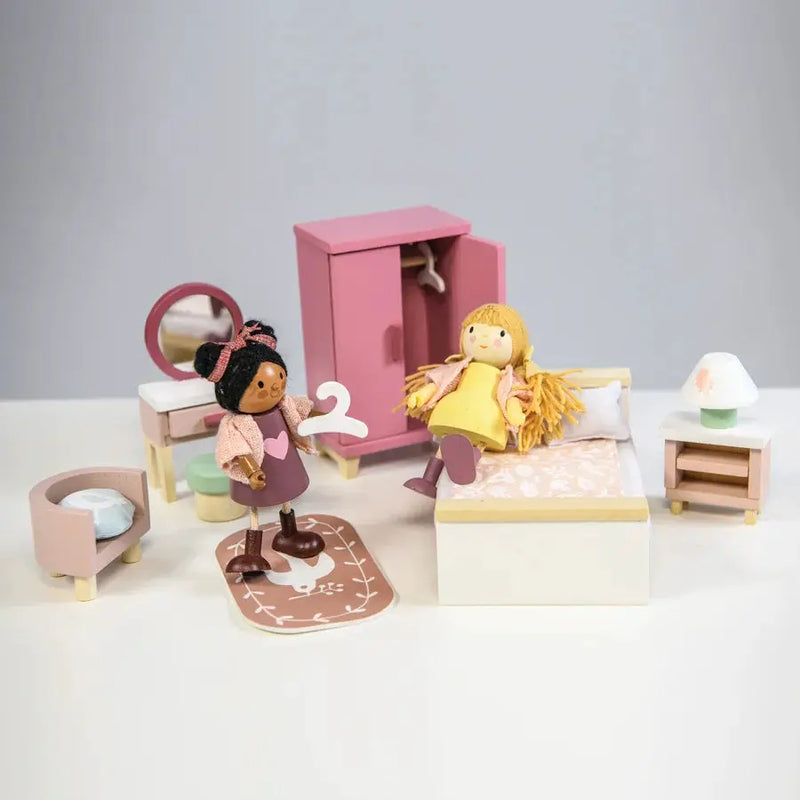 Wooden Doll House Bedroom Furniture Set - Tender Leaf Toys | Doll House Furniture NZ by Curious Moonbeam