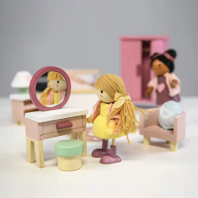 Wooden Doll House Bedroom Furniture Set - Tender Leaf Toys | Doll House Furniture NZ by Curious Moonbeam