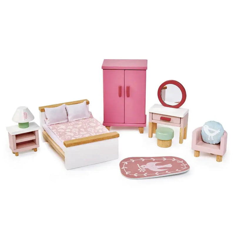 Wooden Doll House Bedroom Furniture Set - Tender Leaf Toys | Doll House Furniture NZ by Curious Moonbeam