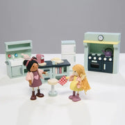 Wooden Doll House Kitchen Furniture Set - Tender Leaf Toys | Doll House Furniture NZ by Curious Moonbeam