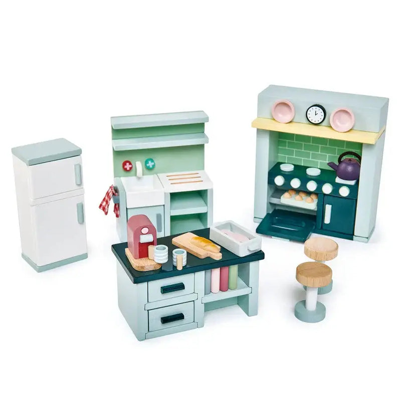 Wooden Doll House Kitchen Furniture Set - Tender Leaf Toys | Doll House Furniture NZ by Curious Moonbeam