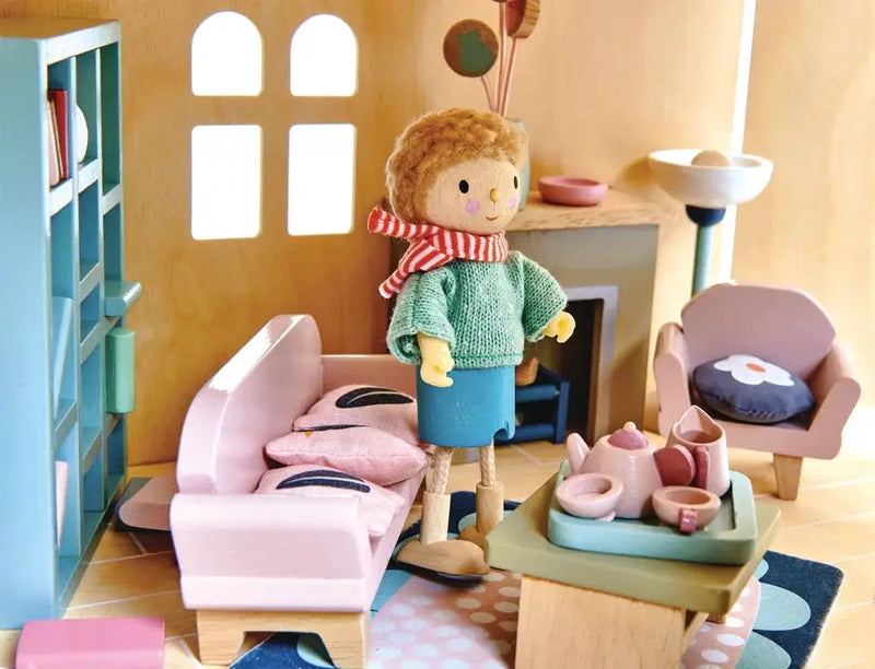 Wooden Doll House Sitting Room Furniture Set - Tender Leaf Toys | Doll House Furniture NZ by Curious Moonbeam