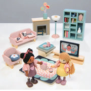 Wooden Doll House Sitting Room Furniture Set - Tender Leaf Toys | Doll House Furniture NZ by Curious Moonbeam