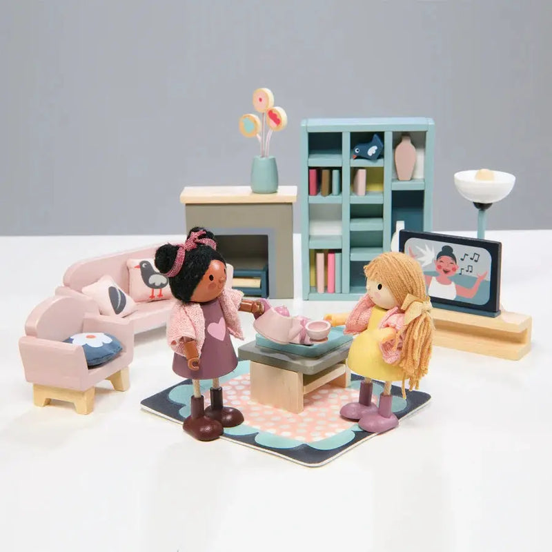 Wooden Doll House Sitting Room Furniture Set - Tender Leaf Toys | Doll House Furniture NZ by Curious Moonbeam