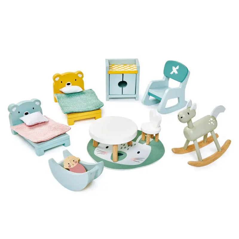 Wooden Doll House Kids Room Furniture Set - Tender Leaf Toys | Doll House Furniture NZ by Curious Moonbeam