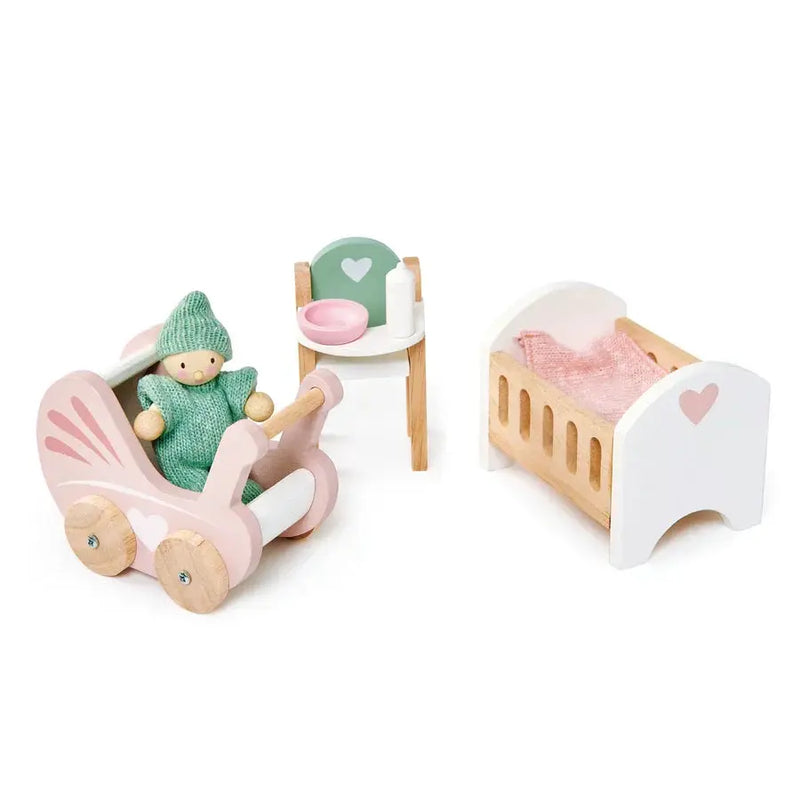 Wooden Dolls House Nursery Set - Tender Leaf Toys | Doll House Furniture NZ by Curious Moonbeam