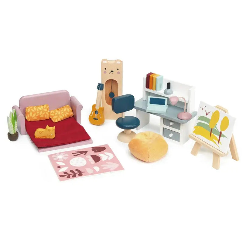 Wooden Dolls House Study Furniture Set - Tender Leaf Toys | Doll House Furniture NZ by Curious Moonbeam