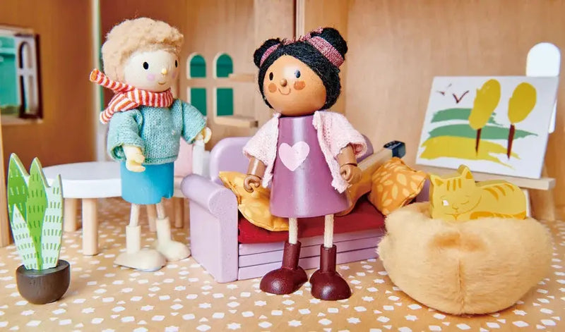 Ayana and Cat Wooden Doll – Tender Leaf Toys | Wooden Doll NZ by Curious Moonbeam