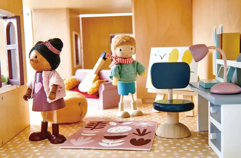 Wooden Dolls House Study Furniture Set - Tender Leaf Toys | Doll House Furniture NZ by Curious Moonbeam