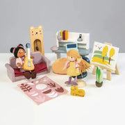 Wooden Dolls House Study Furniture Set - Tender Leaf Toys | Doll House Furniture NZ by Curious Moonbeam